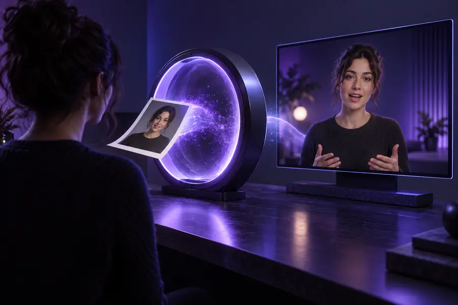 Illustration of a talking head video preview