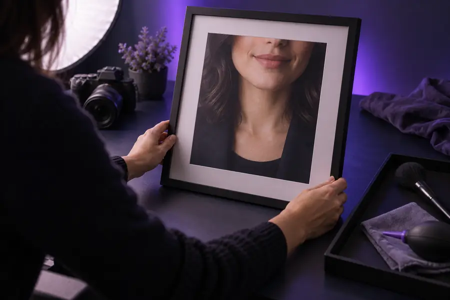 Illustration of a portrait prepared as source material for a speaker clip