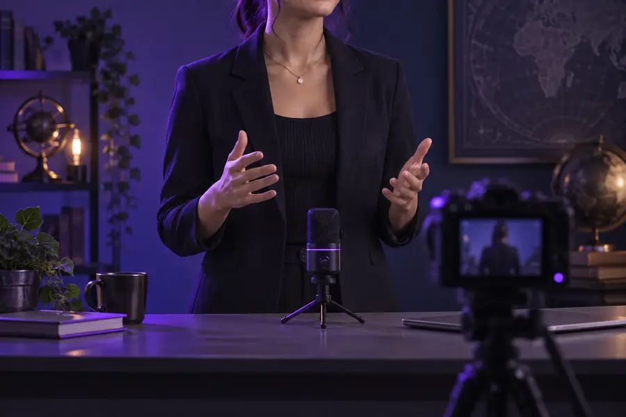 Illustratives Konzept für ein YouTube-Video, in dem nur die präsentierende Person zu sehen ist
